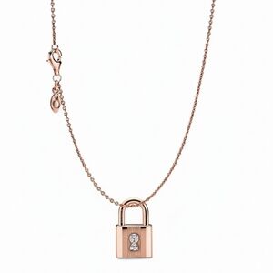 Pandora Rose Gold  Necklace And Padlock Charm